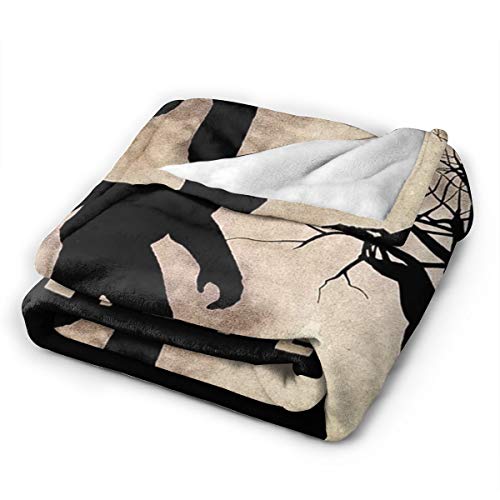 Funny Bigfoot Sasquatch Full Moon Fleece Throw Blanket - Soft Light Weight Blanket for Bed Couch and Living Room Suitable for Fall Winter and Spring (50x40 Inches)