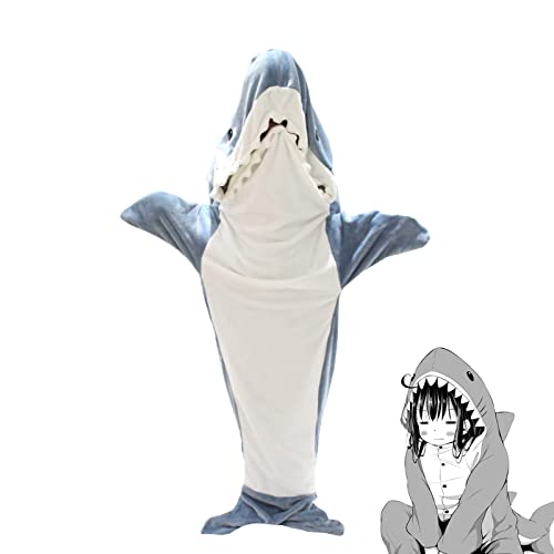 Shark Blanket Adult - 2023 New Shark Onesie Blanket - Wearable Shark Blanket Super Soft Cozy Flannel Hoodie Sleeping Bag - Shark Blanket Hoodie (83inX35.5in-XL)