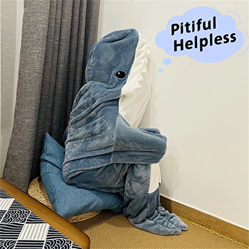 Shark Blanket Adult - 2023 New Shark Onesie Blanket - Wearable Shark Blanket Super Soft Cozy Flannel Hoodie Sleeping Bag - Shark Blanket Hoodie (83inX35.5in-XL)