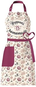 vita elegante waterproof apron for women with large pocket - oil and stain repellent - stylish & soft on skin - kitchen aprons with pockets for cooking & baking