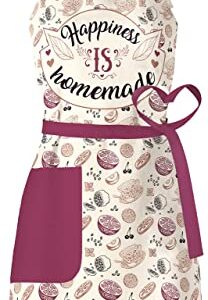 VITA ELEGANTE Waterproof Apron for Women with Large Pocket - Oil and Stain Repellent - Stylish & Soft on Skin - Kitchen Aprons with Pockets for Cooking & Baking