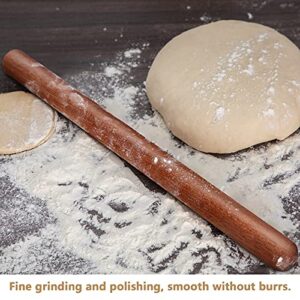 Wood Rolling Pin, Extra Long Thickened Rolling Pin for Baking, Wooden Dough Roller with Round Design at Both Ends for Multipurpose Aisoso (17.7 X 1.38 inches, Natural)