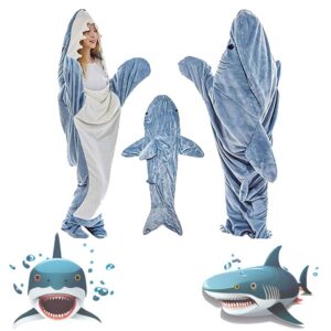shark blanket, shark blanket adult, shark blanket hoodie, wearable shark blanket super soft cozy flannel hoodie (l)