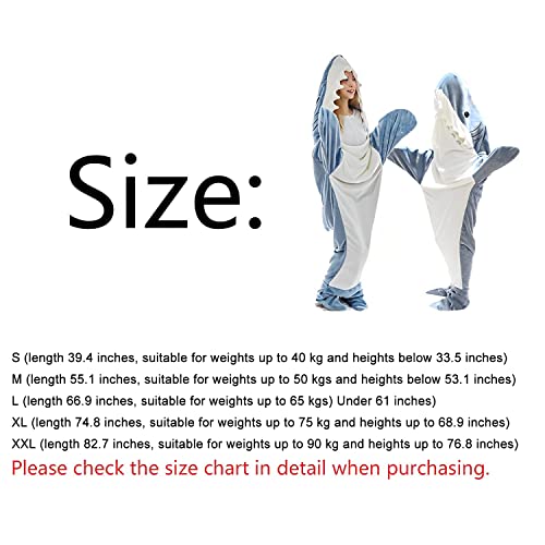 Shark Blanket, Shark Blanket Adult, Shark Blanket Hoodie, Wearable Shark Blanket Super Soft Cozy Flannel Hoodie (L)