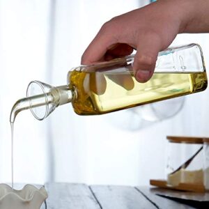 Oil Bottle Glass Olive Oil Dispenser Bottle Glass Cooking Oil Vinegar Measuring Dispenser With Spout for Kitchen and BBQ (500 ml/17 oz)