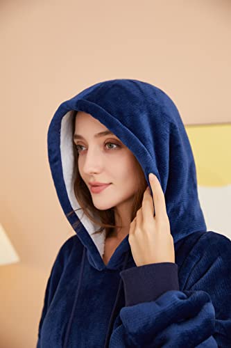 Oversized Wearable Hoodie Blanket Sweatshirt for Adult and Child, Large Pocket Super Thick Warm and Cozy Blanket Hoodie for Women and Men, Fleece Blanket with Comfy Sleeves