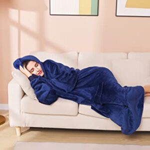 Oversized Wearable Hoodie Blanket Sweatshirt for Adult and Child, Large Pocket Super Thick Warm and Cozy Blanket Hoodie for Women and Men, Fleece Blanket with Comfy Sleeves
