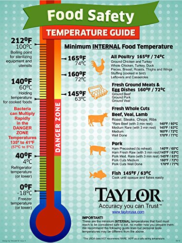 Taylor Instant Read Analog Meat Food Grill BBQ Cooking Kitchen Thermometer with Red Pocket Sleeve for Calibration, 1 inch dial, Stainless Steel