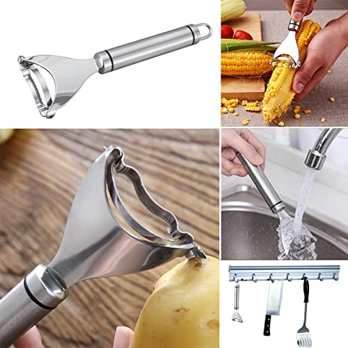 Stainless Steel Corn Peeler, ​Magic Corn Cob Stripper Tool - Corn Peeler for Corn On The Cob, Removes Kernels From Corn Cobs In Seconds, Kitchen Gadget (Set of 2)