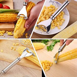 Stainless Steel Corn Peeler, ​Magic Corn Cob Stripper Tool - Corn Peeler for Corn On The Cob, Removes Kernels From Corn Cobs In Seconds, Kitchen Gadget (Set of 2)