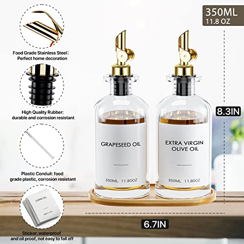GAOHANG Olive Oil Dispenser Bottle for Kitchen, Coffee Syrup Dispenser, Glass Oil and Vinegar Dispenser Set for Cooking, Stainless Steel Weighted Pourer, Mouthwash Container, Farmhouse Kitchen Decor