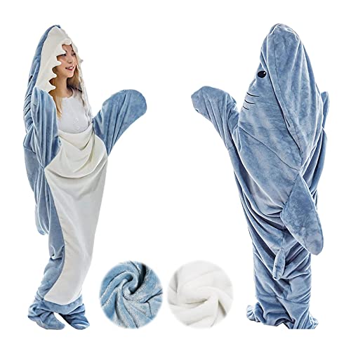 2023 New Shark Blanket Adult, Wearable Shark Blanket Super Soft Cozy Flannel Hoodie, Shark Blanket Hoodie Sleeping Bag (B-(M, 67inX27.5in))