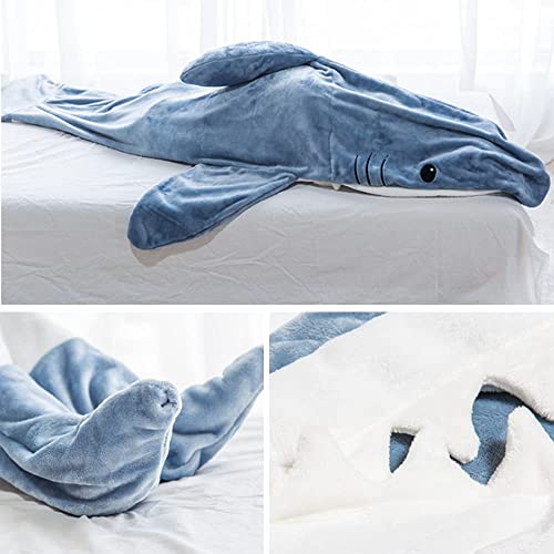 2023 New Shark Blanket Adult, Wearable Shark Blanket Super Soft Cozy Flannel Hoodie, Shark Blanket Hoodie Sleeping Bag (B-(M, 67inX27.5in))