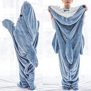 2023 New Shark Blanket Adult, Wearable Shark Blanket Super Soft Cozy Flannel Hoodie, Shark Blanket Hoodie Sleeping Bag (B-(M, 67inX27.5in))