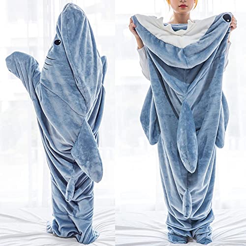 2023 New Shark Blanket Adult, Wearable Shark Blanket Super Soft Cozy Flannel Hoodie, Shark Blanket Hoodie Sleeping Bag (B-(M, 67inX27.5in))