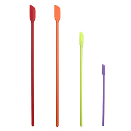 Mini Spatula Silicone Small for Makeup Spatula- Thin Jar Spatula ，for Thin Jar/Kitchen Bottles/Cosmetic Bottles 4Pack (Multicolor)