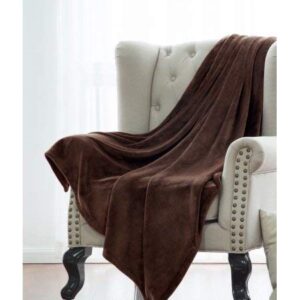 diamondhome super soft warm light weight fleece throw blanket for couch/sofa/bed/chair in living room & bed room, 50" x 60" (chocolate)