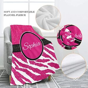 Pink Zebra Stripes Printing Personalized Blankets Throw Bed Sofa Couch Blankets Traveling Camping Hiking Soft Cozy 60 x 80 Inch