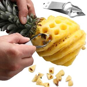 Pineapple Corer and Slicer Tool, Stainless Steel Pineapple Core Remover Tool with Pineapple Eye Peeler, Stainless Steel Pineapple Cutter for Home Kitchen with Sharp Blade for Diced Fruit Rings