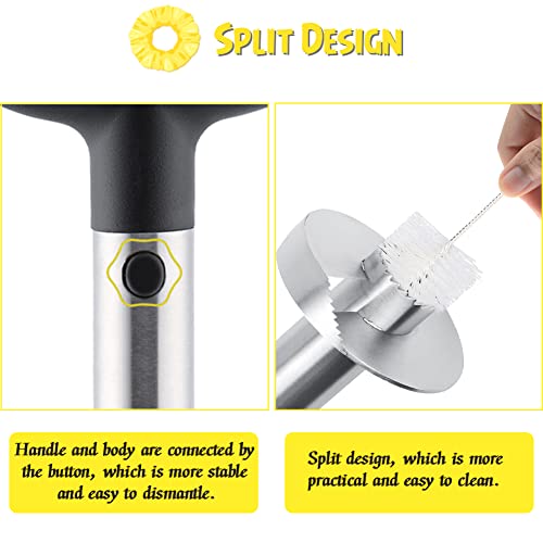 Pineapple Corer and Slicer Tool, Stainless Steel Pineapple Core Remover Tool with Pineapple Eye Peeler, Stainless Steel Pineapple Cutter for Home Kitchen with Sharp Blade for Diced Fruit Rings