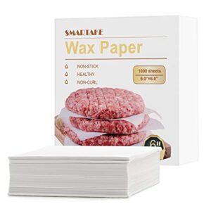 smartake 6 x 6 inches wax paper, 1000 pcs non-stick hamburger patty paper, square sandwich separators wrap paper, for lunch, restaurants, barbecues, picnics, parties, barbecue, white