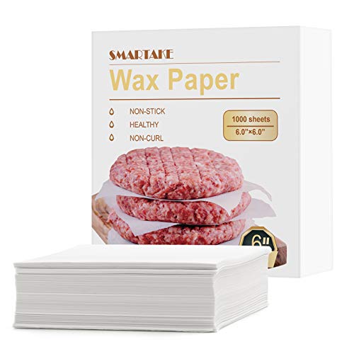 SMARTAKE 6 x 6 Inches Wax Paper, 1000 Pcs Non-Stick Hamburger Patty Paper, Square Sandwich Separators Wrap Paper, for Lunch, Restaurants, Barbecues, Picnics, Parties, Barbecue, White