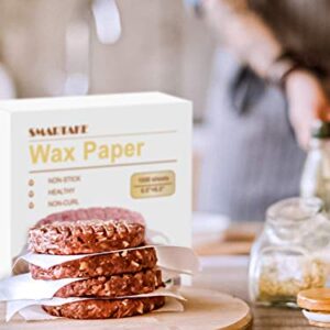 SMARTAKE 6 x 6 Inches Wax Paper, 1000 Pcs Non-Stick Hamburger Patty Paper, Square Sandwich Separators Wrap Paper, for Lunch, Restaurants, Barbecues, Picnics, Parties, Barbecue, White