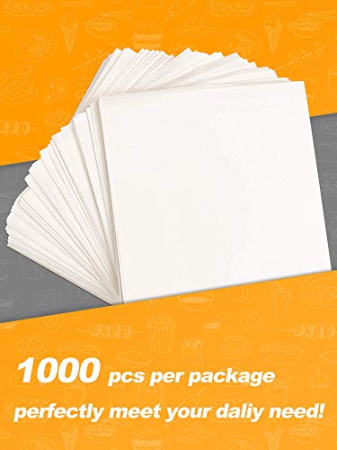 SMARTAKE 6 x 6 Inches Wax Paper, 1000 Pcs Non-Stick Hamburger Patty Paper, Square Sandwich Separators Wrap Paper, for Lunch, Restaurants, Barbecues, Picnics, Parties, Barbecue, White