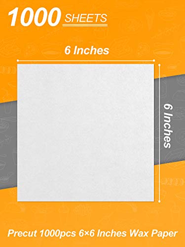 SMARTAKE 6 x 6 Inches Wax Paper, 1000 Pcs Non-Stick Hamburger Patty Paper, Square Sandwich Separators Wrap Paper, for Lunch, Restaurants, Barbecues, Picnics, Parties, Barbecue, White