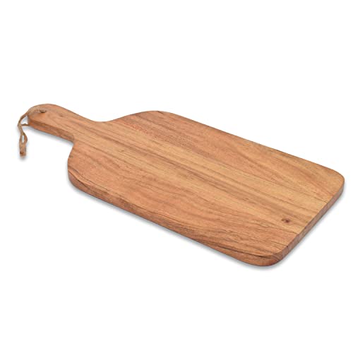 Samhita Acacia Wood Paddle Cutting Boards with handle for Kitchen, Cheese, and Food Serving Tray, Charcuterie Boards (15" x 7" x 0.65")