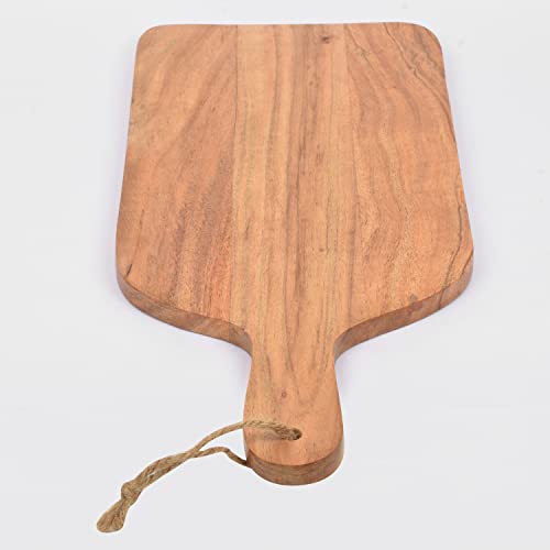 Samhita Acacia Wood Paddle Cutting Boards with handle for Kitchen, Cheese, and Food Serving Tray, Charcuterie Boards (15" x 7" x 0.65")