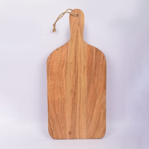 Samhita Acacia Wood Paddle Cutting Boards with handle for Kitchen, Cheese, and Food Serving Tray, Charcuterie Boards (15" x 7" x 0.65")