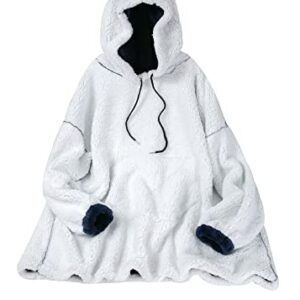 PACIFICTEX Ultra Plush Blanket Hoodie, Wearable Blanket Hoodie, Sherpa Blanket Sweatshirt, Hood with Drawcords, One Size Fits All (Blue)