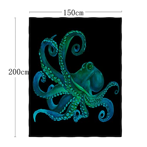 Blue Octopus Printing Super Soft Throw Blanket for Bed Sofa Lightweight Blanket 58 x 80 Inch