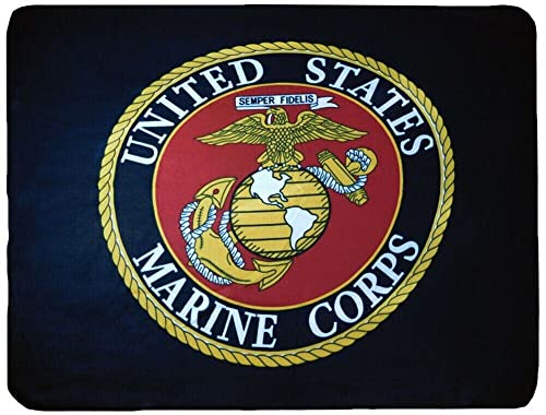 Trade Winds USMC Marine Corps Black 50x60 Polar Fleece Blanket Throw Officially Licensed