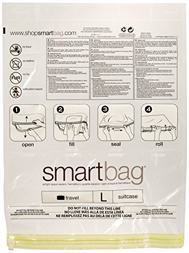 Smart Design Travel SmartBag Instant Space Saver Storage - Large - Airtight Double Zipper - Vacuum Seal - for Clothing, Pillows, Blankets, and More - Home Organization