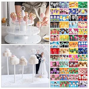 300 Pcs 6inch Lollipop Sticks, Cake Pop Lollipops, Chocolates and Cookies Bag Set Including 100 Parcel Bags, 100 Papery Treat Sticks, 100 Gold Twist Ties