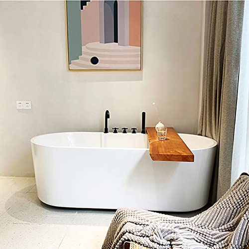 Bathtub Trays for Tub,Solid Wood Bath Tub Tray Table,Waterproof Bath Shelf Bath Tray for Bathtub,Thicken Wooden Bathtub Caddy Tray(35.4inch, Nature)