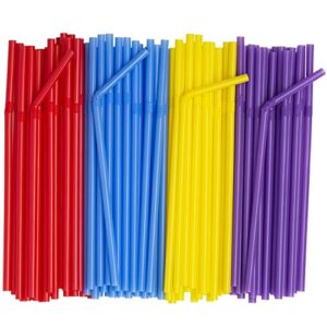 [500 count] flexible disposable plastic drinking straws - 7.75" high - assorted colors