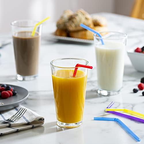 [500 Count] Flexible Disposable Plastic Drinking Straws - 7.75" High - Assorted Colors