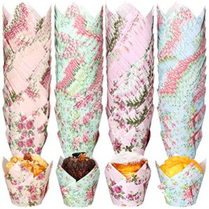 400 pcs floral baking cups paper cupcake liners muffin liners watercolor flower cupcake wrappers for tea party wedding birthday baby shower decorations