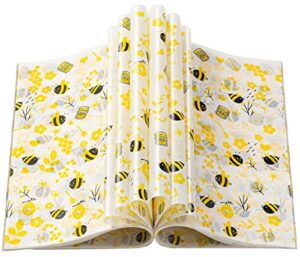 100 pcs wax paper sheets for food, bee day wax paper for food sandwich wrap paper deli wraps, waterproof oil-proof picnic basket liners with bee pattern for kitchen handmade food
