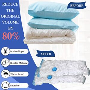 32 Pack Vacuum Storage Bags for Clothes (8 Jumbo+8 Large+8 Medium+8 Small) Space Saving Vacuum Bags with 2 Hand Pump Double Zip Vacuum Seal Storage Bags for Clothes Blanket Comforter Bedding Pillow