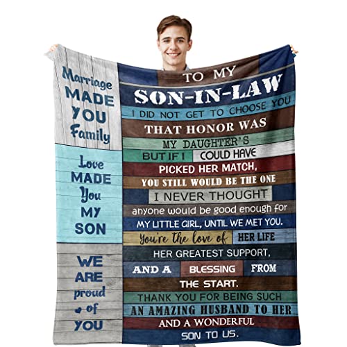 Omokil Son in Law Gifts - Son in Laws Gifts from Mother in Law - Gift for Son-in-Law - Son in Law Wedding Gift - Best Birthday Gifts for Son in Law - Future Son in Law Gift Blankets (50" X 60")