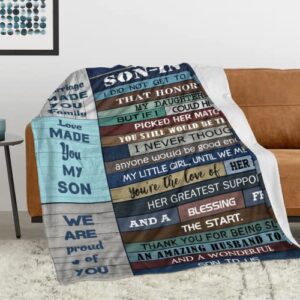 Omokil Son in Law Gifts - Son in Laws Gifts from Mother in Law - Gift for Son-in-Law - Son in Law Wedding Gift - Best Birthday Gifts for Son in Law - Future Son in Law Gift Blankets (50" X 60")