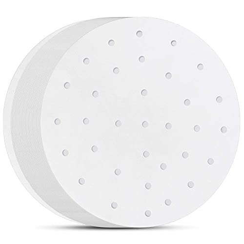 Air Fryer Parchment Paper, Set of 200, 8 inch Air Fryer Paper/Air Fryer Perforated Parchment Paper/Bamboo Steamer Liners for Air Fryer, Steaming Basket and More (5/6/7/9/10in Available)