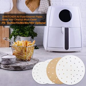 Air Fryer Parchment Paper, Set of 200, 8 inch Air Fryer Paper/Air Fryer Perforated Parchment Paper/Bamboo Steamer Liners for Air Fryer, Steaming Basket and More (5/6/7/9/10in Available)