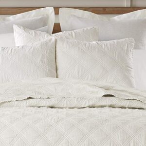 levtex home - 100% linen front/100% cotton back - king quilted sham - washed linen - cream - sham size (36 x 20in.)