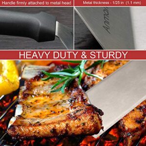 Metal Spatula Stainless Steel and Scraper - Professional Chef Griddle Spatulas Set of 3 - Heavy Duty Accessories Great for Cast Iron BBQ Flat Top Grill Skillet Pan - Commercial Grade