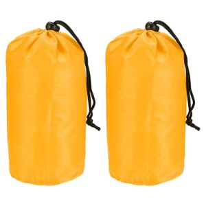 patikil clothes storage drawstring bag, 2 pack medium size clothes blankets organizer bag with strap for camping travel, yellow